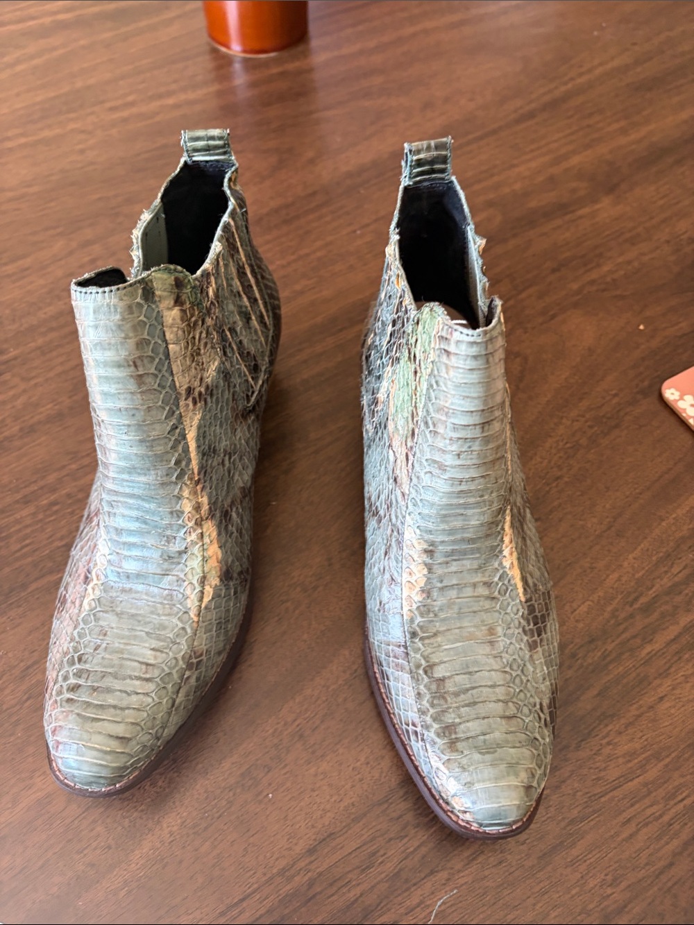 Vince Camuto Green Snake-Embossed Chukka Boots